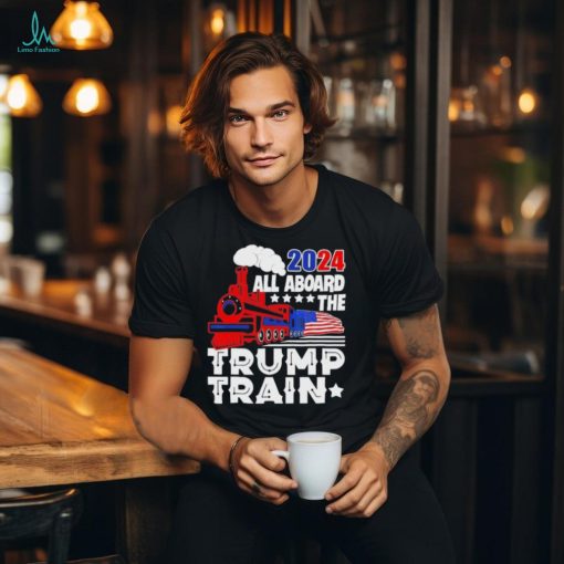 Trump 2024 All Aboard The Trump Train Usa American Flag Shirt