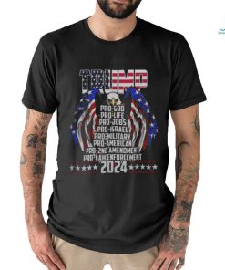 Trump Pro God Pro Life Po Jobs Pro Israel Pro 2024 shirt