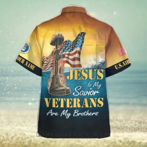 U.S. Air Force Jesus Is My Savior Veterans Are My Brothers Custom Name Hawaiian Shirt