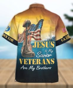 U.S. Air Force Jesus Is My Savior Veterans Are My Brothers Custom Name Hawaiian Shirt