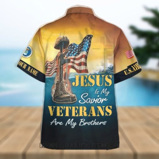 U.S. Air Force Jesus Is My Savior Veterans Are My Brothers Custom Name Hawaiian Shirt