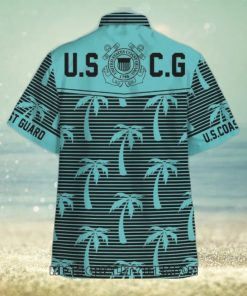 U.S. Coast Guard Coconut Tree Horizontal Striped Hawaiian Shirt