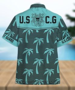 U.S. Coast Guard Coconut Tree Horizontal Striped Hawaiian Shirt