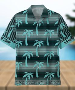 U.S. Marine Corps Coconut Tree Horizontal Striped Hawaiian Shirt