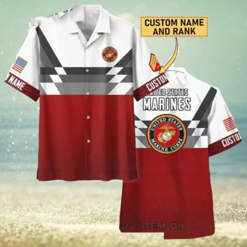 U.S. Marine Corps Custom Name And Rank Trending Hawaiian Shirt