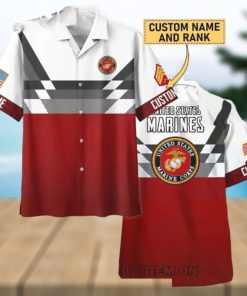 U.S. Marine Corps Custom Name And Rank Trending Hawaiian Shirt