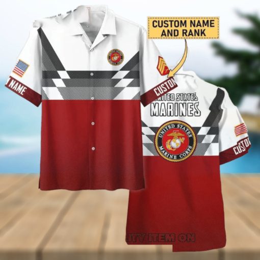 U.S. Marine Corps Custom Name And Rank Trending Hawaiian Shirt