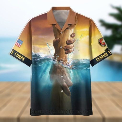 U.S. Marine Corps Jesus Is My Savior Veterans Are My Brothers Custom Name Hawaiian Shirt