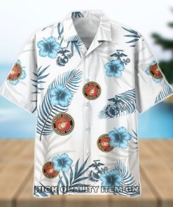 U.S. Marine Corps Tropical Floral Summer Hawaiian Shirt