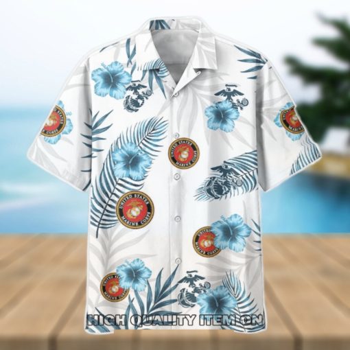 U.S. Marine Corps Tropical Floral Summer Hawaiian Shirt