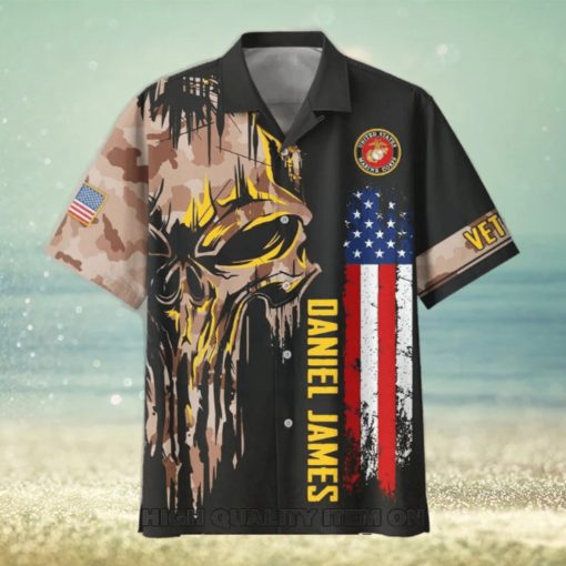U.S. Marine Corps Veterans Punisher Skull Custom Hawaiian Shirt
