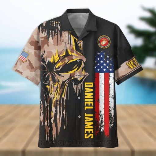 U.S. Marine Corps Veterans Punisher Skull Custom Hawaiian Shirt