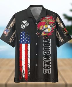 U.S. Marine Corps Veterans Red White And Blue Custom Hawaiian Shirt