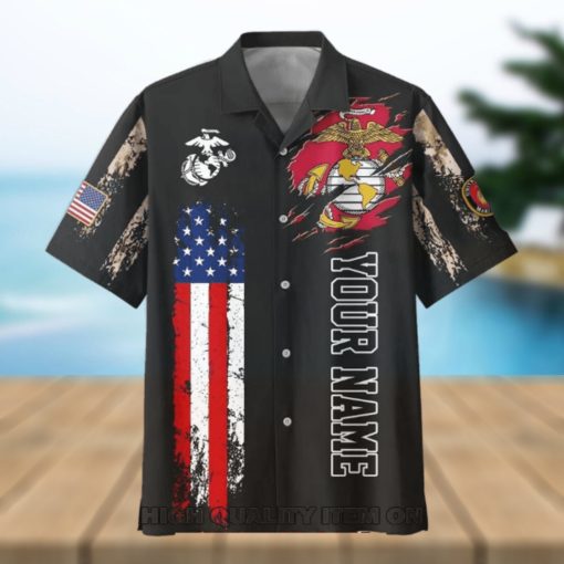 U.S. Marine Corps Veterans Red White And Blue Custom Hawaiian Shirt