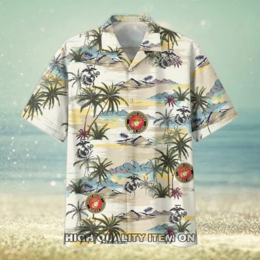 U.S. Marine Corps Veterans Tropical Island Hawaiian Shirt