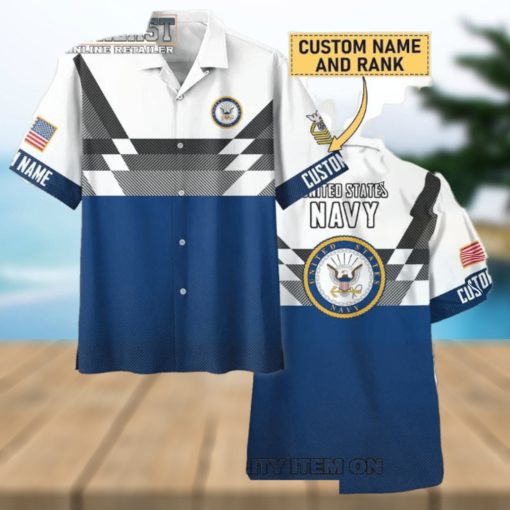 U.S. Navy Custom Name And Rank Trending Hawaiian Shirt