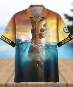 U.S. Navy Jesus Is My Savior Veterans Are My Brothers Custom Name Hawaiian Shirt