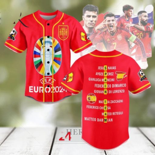 UEFA Euro 2024 Spain Team Custom Baseball Jersey