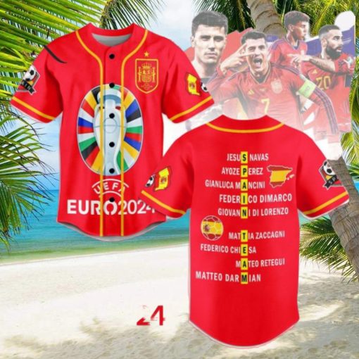 UEFA Euro 2024 Spain Team Custom Baseball Jersey