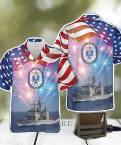 US Navy USS Normandy (CG 60) 4th Of July Hawaiian Shirt