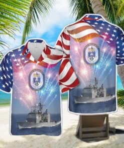 US Navy USS Normandy (CG 60) 4th Of July Hawaiian Shirt