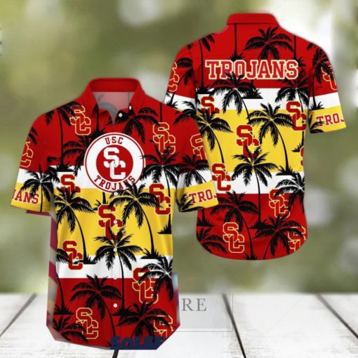 USC Trojans America Sunset Coconut Silhouette Hawaiian Shirt