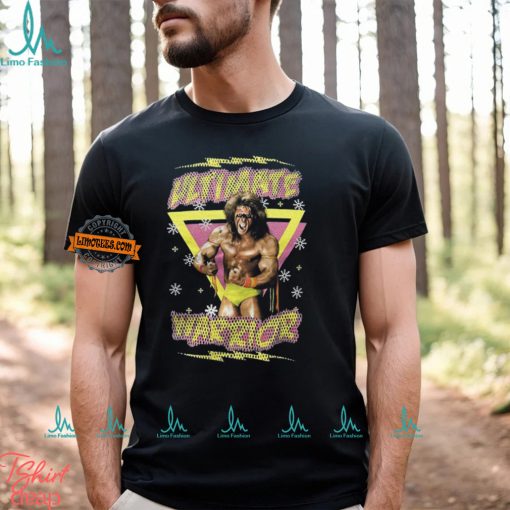 Ultimate Warrior Christmas WWE Mens Black T shirt