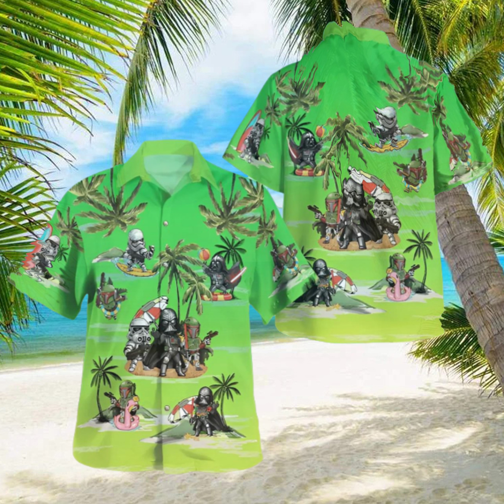 Vader Boba Fett Trooper Summer Time Green Hawaiian Shirt Vader Boba Fett Trooper Summer Time Green Hawaiian Shirt