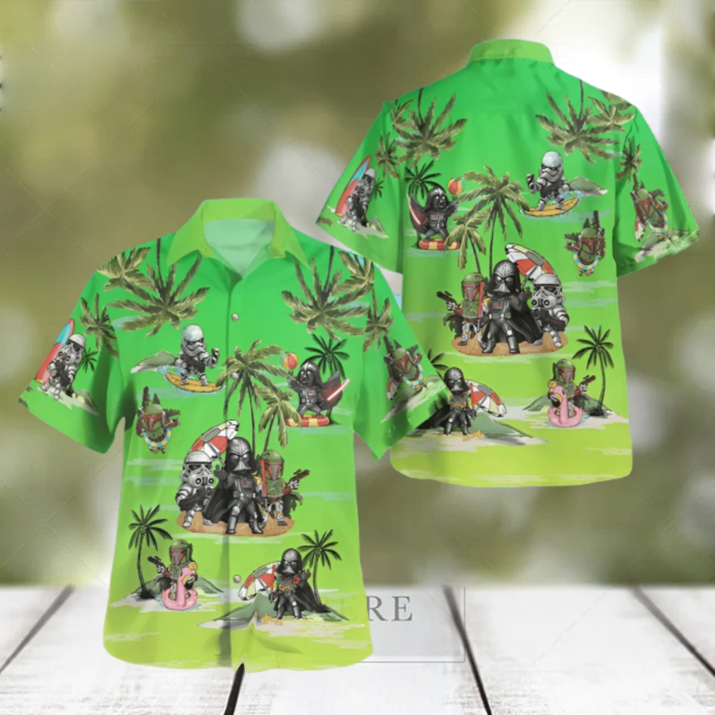 Vader Boba Fett Trooper Summer Time Green Hawaiian Shirt Vader Boba Fett Trooper Summer Time Green Hawaiian Shirt