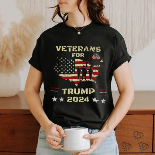 Veterans For Trump 2024 American Flag Election Dad Grandpa T Shirt