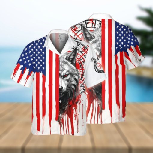 Viking Fenrir’s Fury Patriotic Valor Summer Hawaiian Shirt