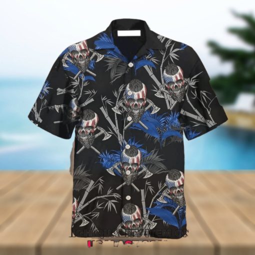 Viking Patriotic Skulls 4th Of July Hawaiian Shirt