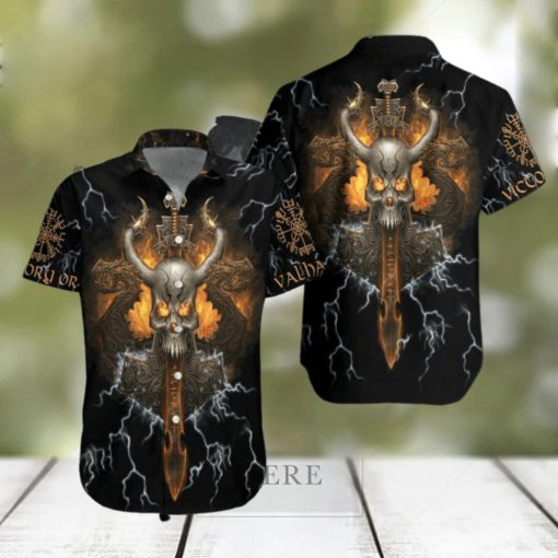 Viking Skull Aloha Hawaiian Shirts For Men And Women