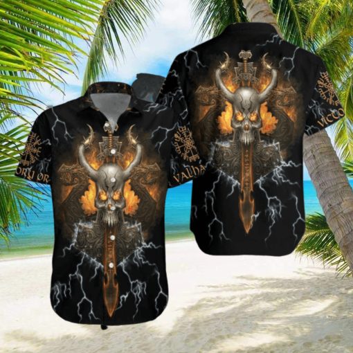 Viking Skull Aloha Hawaiian Shirts For Men And Women