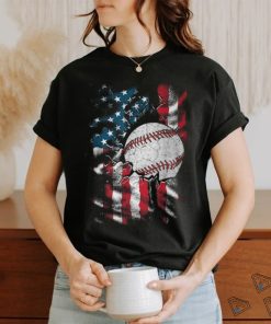 Vintage Baseball 4Th Of July Usa American Flag Boys T Shirt