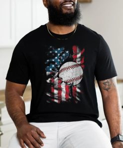 Vintage Baseball 4Th Of July Usa American Flag Boys T Shirt