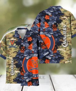 Virginia Cavaliers Custom Name Personalized Camo Flower Pattern Hawaiian Shirt