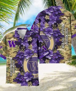 Washington Huskies Custom Name Personalized Camo Flower Pattern Hawaiian Shirt