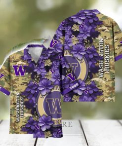 Washington Huskies Custom Name Personalized Camo Flower Pattern Hawaiian Shirt