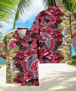 Washington State Cougars Custom Name Personalized Camo Flower Pattern Hawaiian Shirt