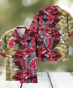 Washington State Cougars Custom Name Personalized Camo Flower Pattern Hawaiian Shirt