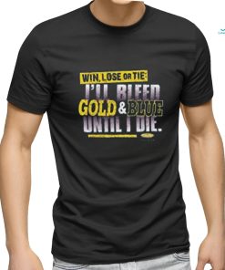 West Virginia Football Fans I Bleed Blue and Gold Till I Die. Navy T Shirt