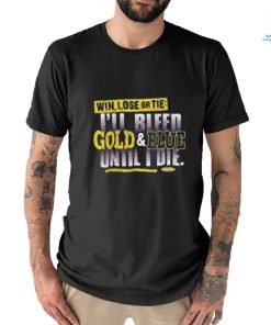 West Virginia Football Fans I Bleed Blue and Gold Till I Die. Navy T Shirt