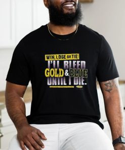 West Virginia Football Fans I Bleed Blue and Gold Till I Die. Navy T Shirt