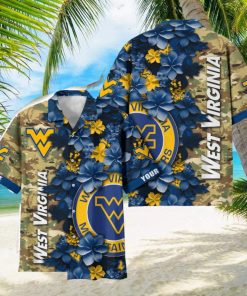 West Virginia Mountaineers Custom Name Personalized Camo Flower Pattern Hawaiian Shirt