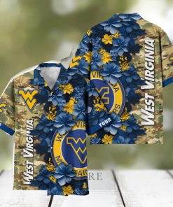 West Virginia Mountaineers Custom Name Personalized Camo Flower Pattern Hawaiian Shirt