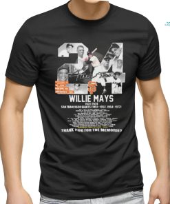 Willie Mays 1931 2024 San Francisco Giants Baseball thank you for the memories signature shirt