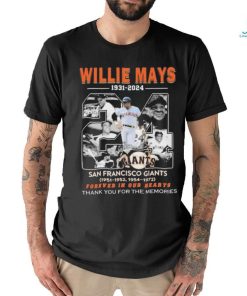 Willie Mays 1931 2024 San Francisco Giants Forever In Our Hearts thank you for the memories signature shirt