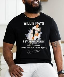 Willie Mays 93th Anniversary 1931 2024 Forever Giant Thank You For The Memories Signature shirt, hoodie, sweater, long sleeve and tank top Willie Mays 93th Anniversary 1931 2024 Forever Giant Thank You For The Memories Signature shirt