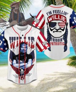 Willie Nelson I’m Feeling’ Friggin’ Patriotic Custom Baseball Jersey